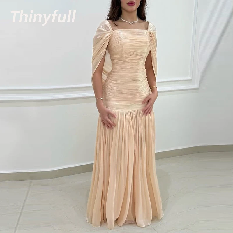 

Thinyfull Mermaid 2026 Prom Dresses Strapless Pleats Arab Glitter Evening Gown Long Formal Dress robes de soirée Customized