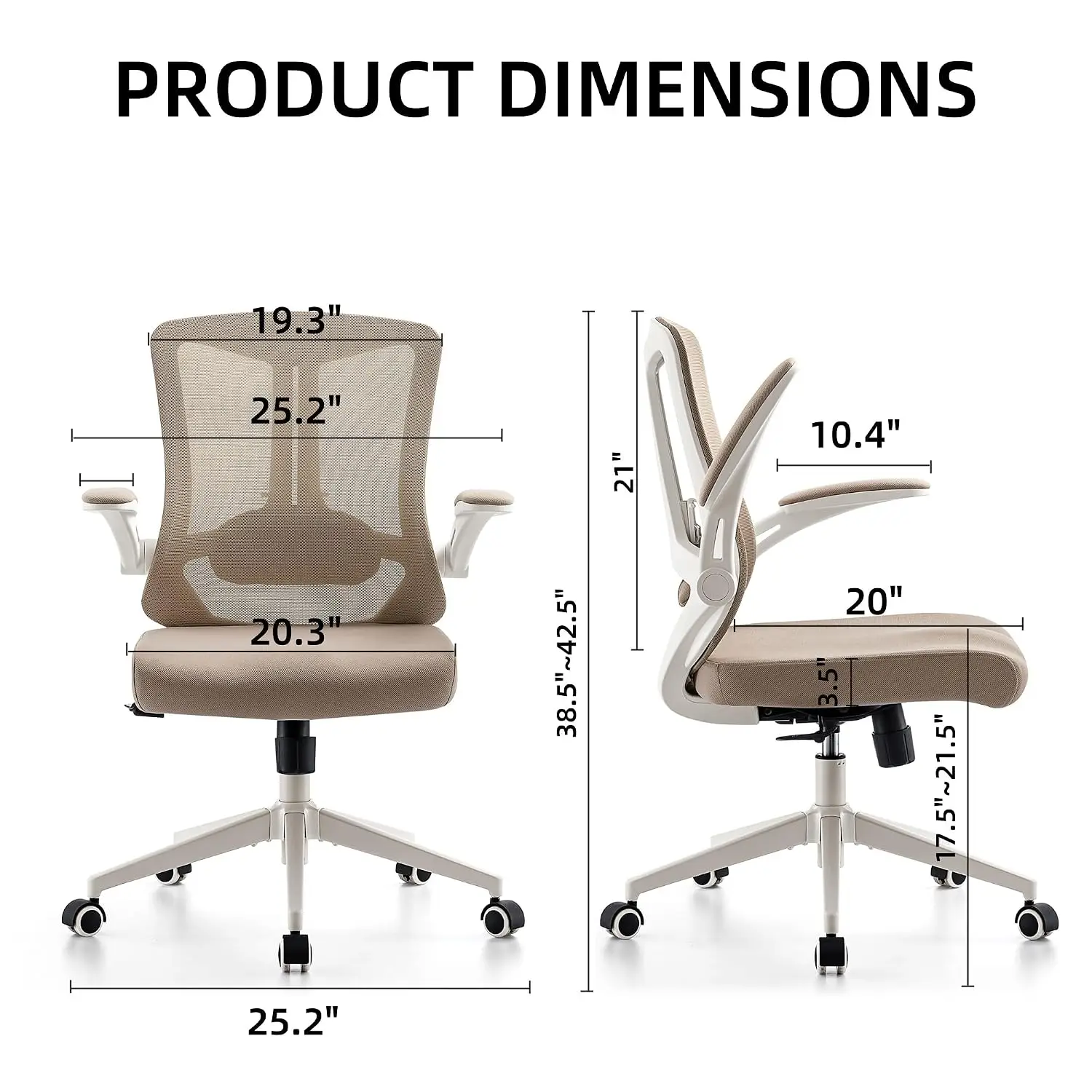 Ergonomic Mesh Office Chair 90-130° Recline & 360° Casters, Adjustable Lumbar Support Task Chair For Home Office, Customized