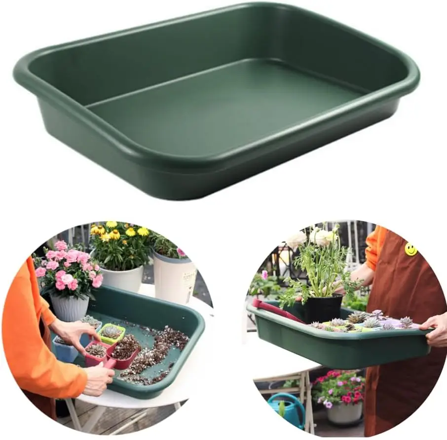 

Garden Tidy Tray,Plastic Plant Drip Trays for Planters,Multifunctional One Piece Potting Tray for Seeding, Mixing, Growing