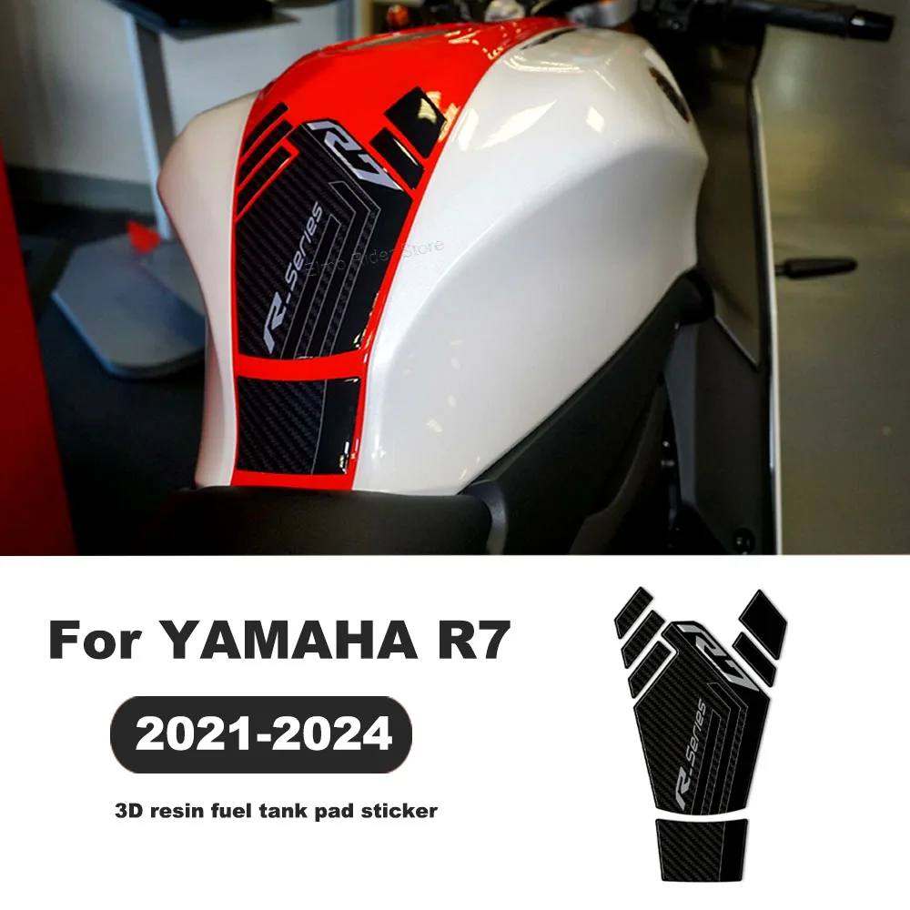 Motorcycle Fuel Tank Pad Sticker 3D Resin Waterproof Anti-scratch Protector for YAMAHA R7 2021-2024