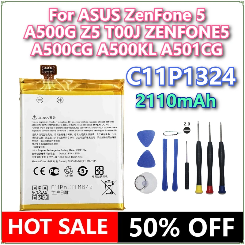 Brand New Battery C11P1324 2110mAh  For ASUS ZenFone 5 A500G Z5 T00J ZENFONE5 A500CG A500KL A501CG Phone Battery+Tools