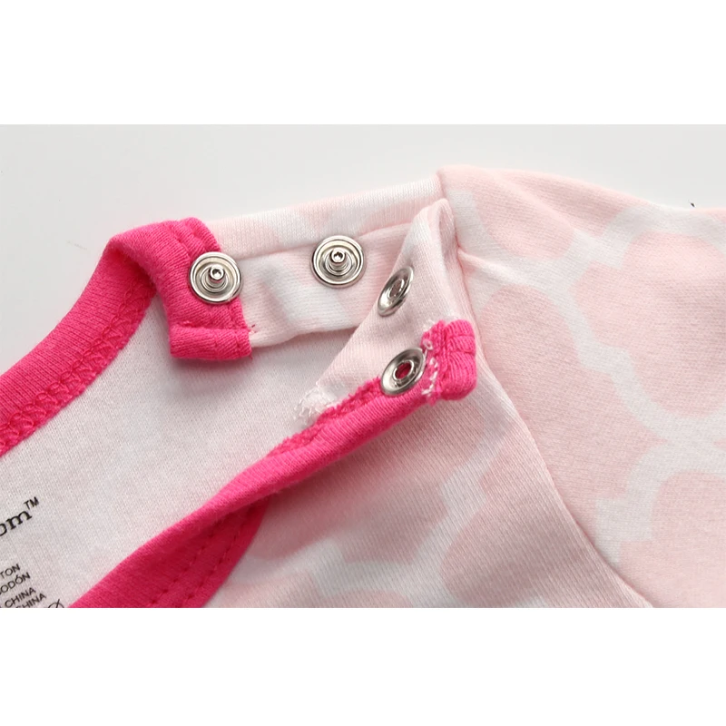 Kiddiezoom Fashion Cute Pink Rabbit Print long Sleeve Baby Girl Rompers Soft 100%Cotton Newborn Jumpsuits Infants Clothing