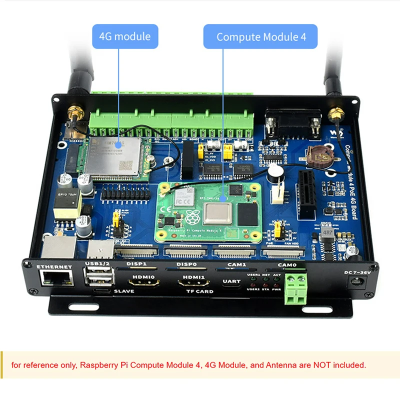 Mini-ordinateur industriel IoT CM4-IO-POE-4G-BOX basé sur Raspberry Pi CM4, Module de Support assemblé 5G/4G, RS485/RS232 isolé