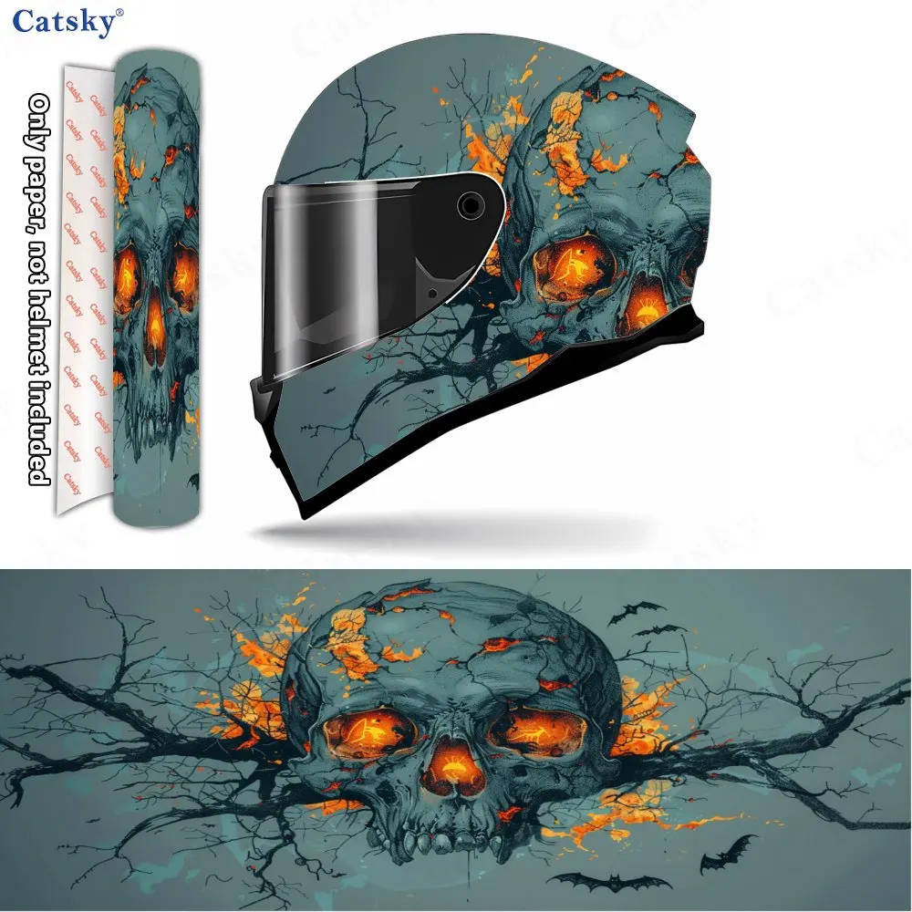 

Fire Skeleton PVC material self adhesive waterproof motorcycle helmet sticker, paste firmly and do not fall, waterproof and weat