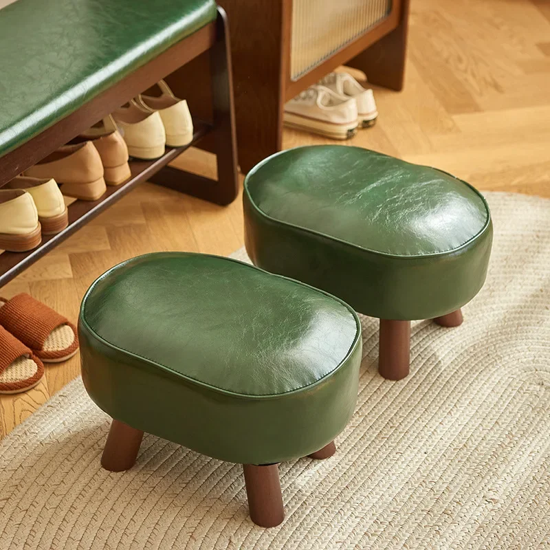 

Jade bread solid wood household simple living room children's sofa stool four-leaf clover short