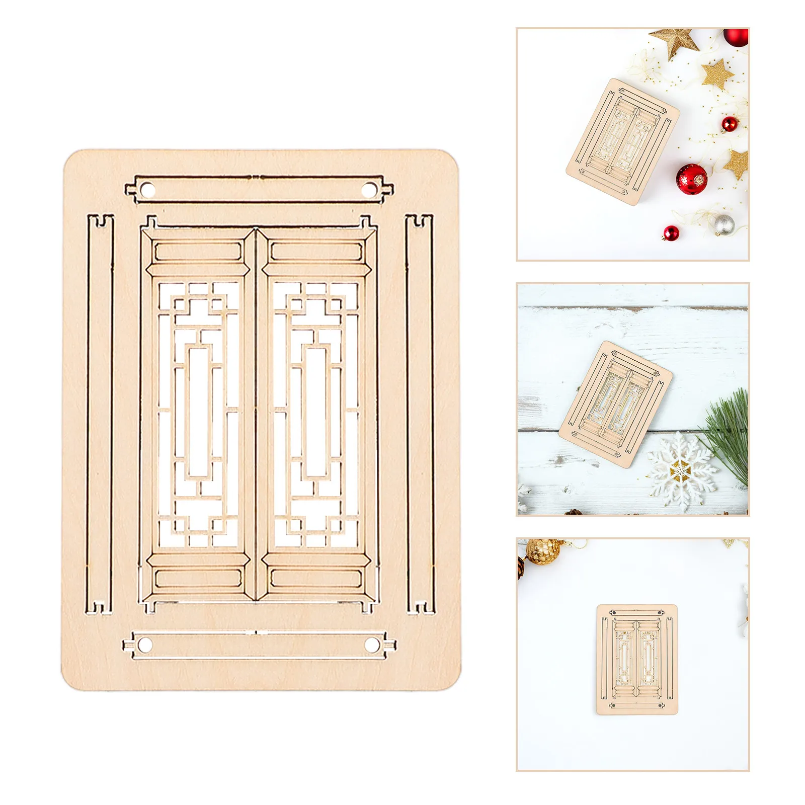 4Pcs Miniature Wooden Windows Style Traditional Chinese Architecture Functional Movable Doors Fairy Garden Decor Mini