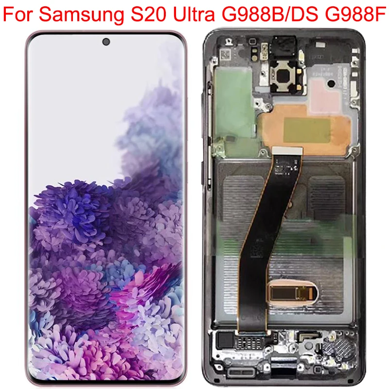 

Super AMOLED G988B/DS LCD For Samsung S20 Ultra Display With Frame 6.9Inch S20U G988F G988B Display Touch Screen Assembly