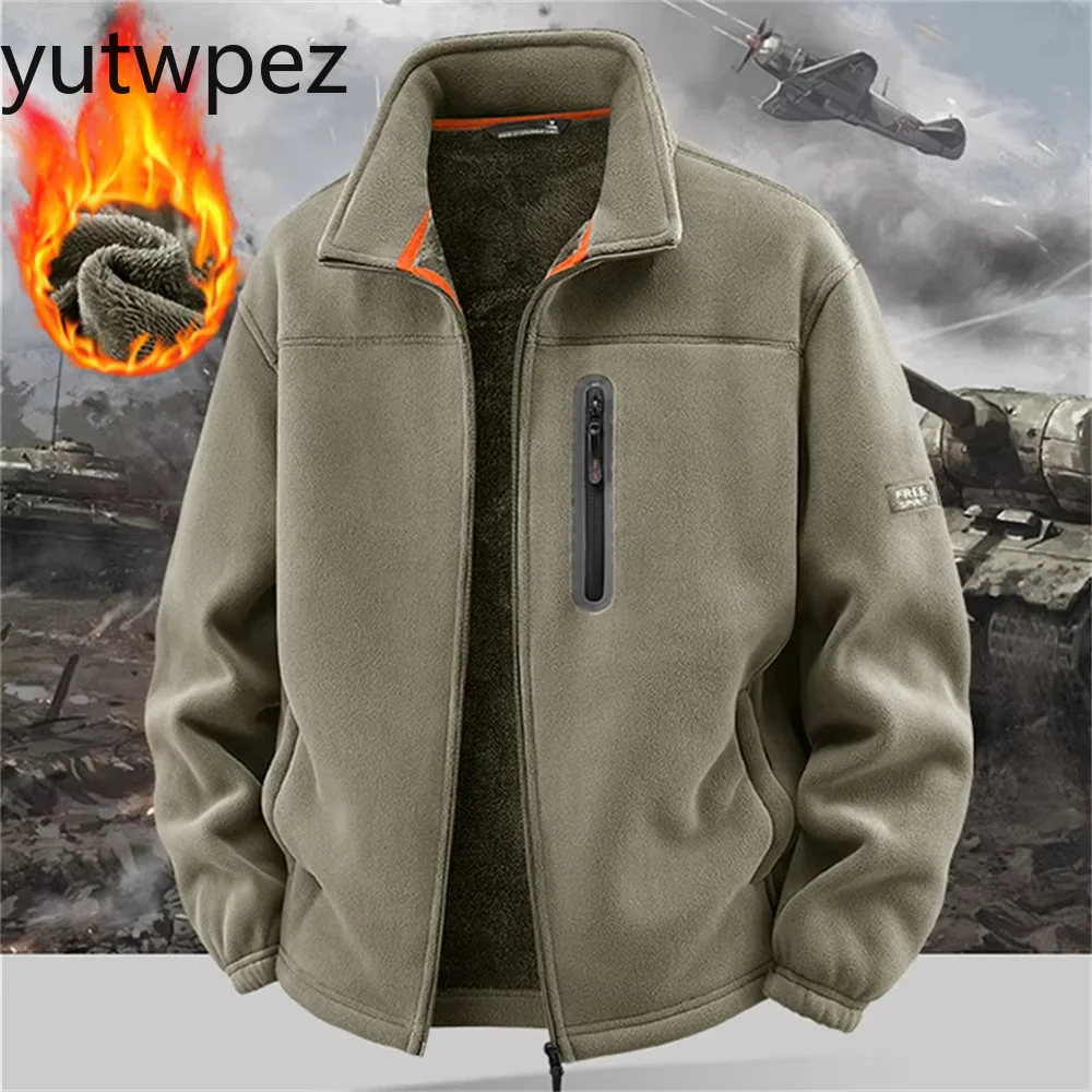 Chaqueta de escalada para hombre con doble bolsillo, cuello alto, resistente al viento, para esquí, abrigo de invierno cálido con forro polar.