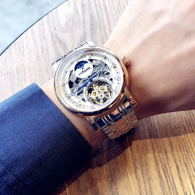 Watch Men's Automatic Mechanical Watch Fashion Business Waterproof Hollow Watch