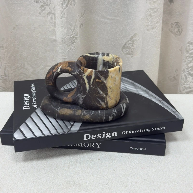 Modern Minimalist Irregular Shaped Marble Texture Coffee Cup Luxury Limited Edition High-End Ceramic Mug for Home Office Decor