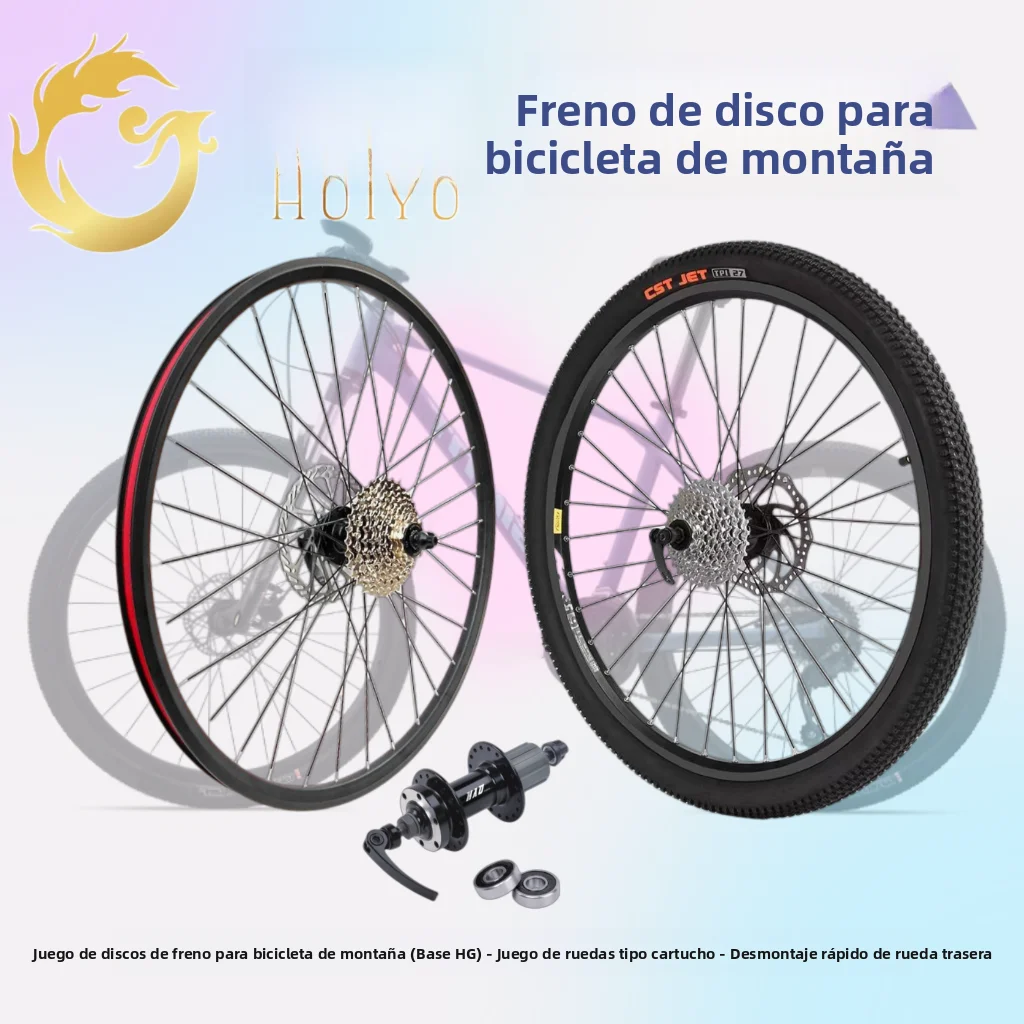 Juego de Ruedas de Freno para Bicicleta de Montaña Huiyu de 26 Pulgadas, Cassette HG, Freno de Doble Capa, Accesorios para Ci...