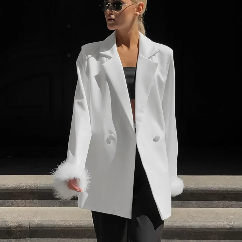 Autumn A Loose White Blazer For Women Fashion Long Sleeve Solid Jacket Spring Casual Ladies Coats Factory Outlet