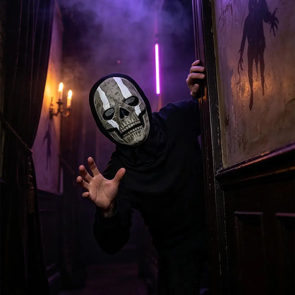 Halloween-Geistergesicht 3D-gedruckte Maske, dehnbares Netz, Vollgesichtsmaske, Totenkopf-Rollenspiel-Kopfbedeckung, Halloween-Cosplay-Horror-Balaclava – Detail 18