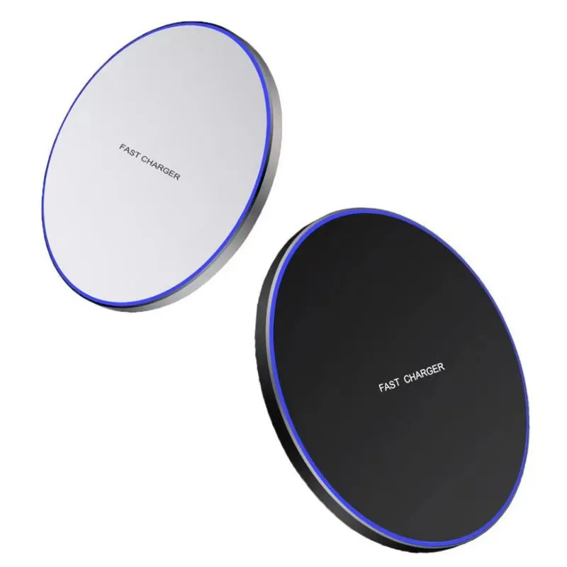 Mirror material 20W intelligent QI wireless charger metal simple circular desktop phone fast charging wireless charging