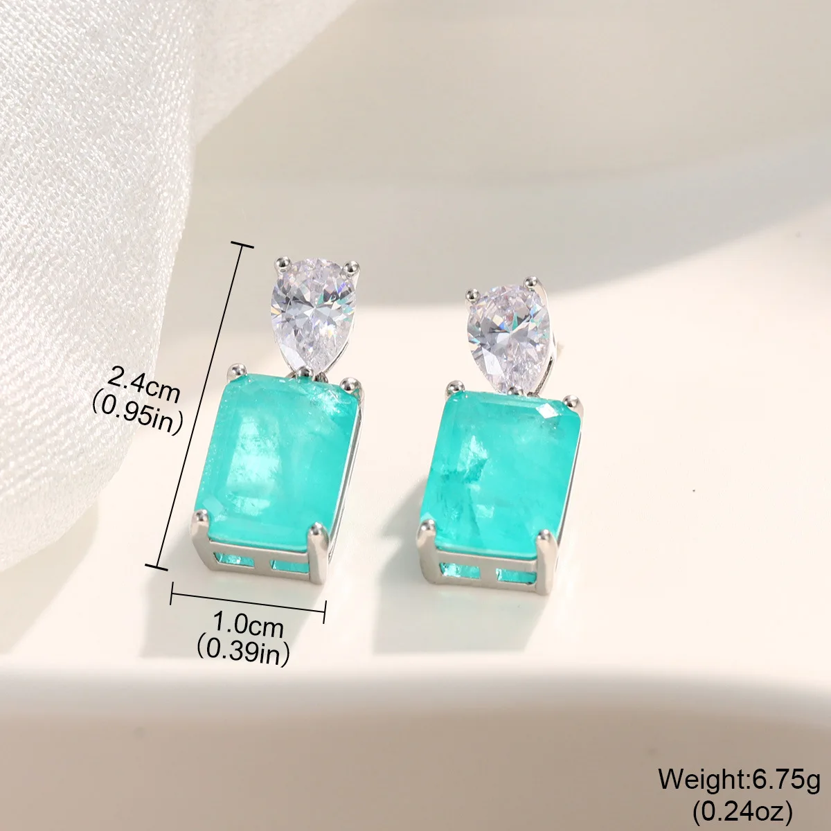 

2024 New Collection Brass Plated with Genuine Gold AAA Lake Blue Zircon for Women Party Wedding Stud Earrings