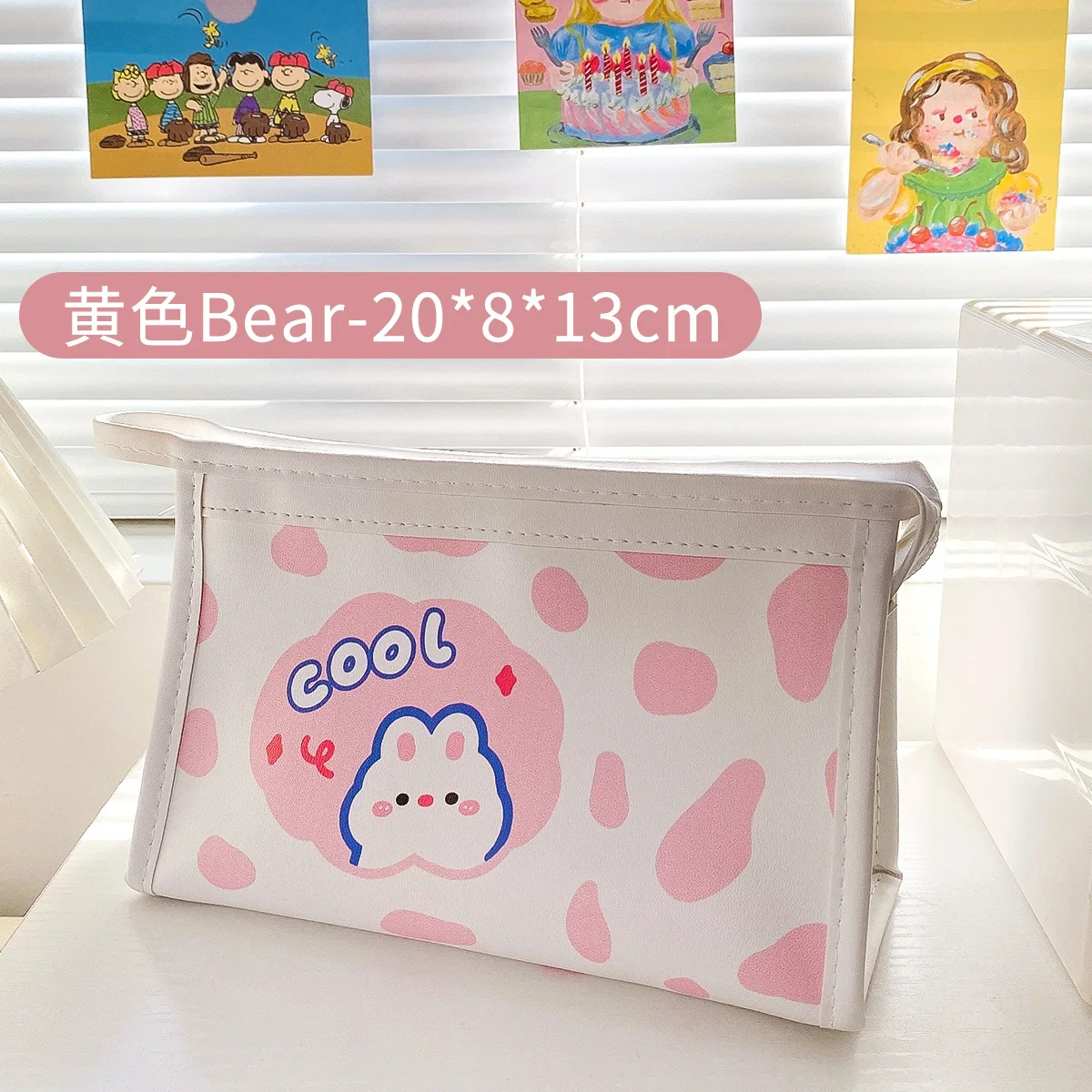 Trousse à crayons en cuir de grande capacité pour filles, jolie trousse à crayons en cuir de grande capacité avec dessin animé Kawaii, boîte de papeterie étanche Ins sac de rangement pour étudiants