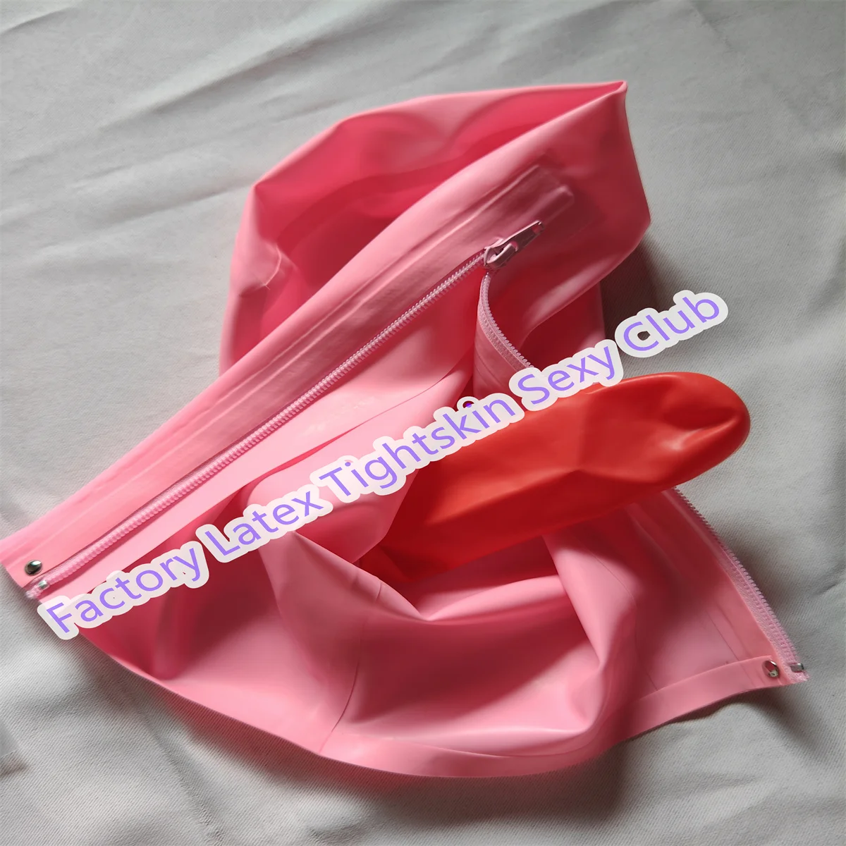 

Latex Hood with Mouth Sheath Pink for Catsuit Rubber Mask Cosplay Club Wear Halloween Costume