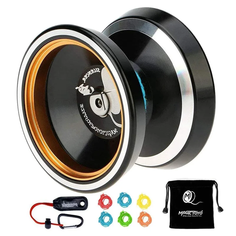 2X MAGICYOYO Non-Responsive Yoyo M001-B,Alloy Aluminum Yoyo With Metal Ring Intermediate Yoyo+Extra 10 String+Bag