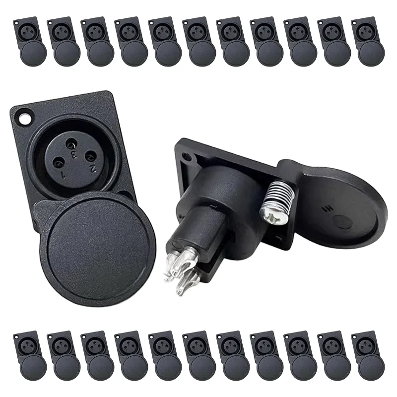 

5/20PCS 3Pins XLR Connector Video/Audio panel mount Microphone Dustproof Charging Port XLR female socket with protecting cover