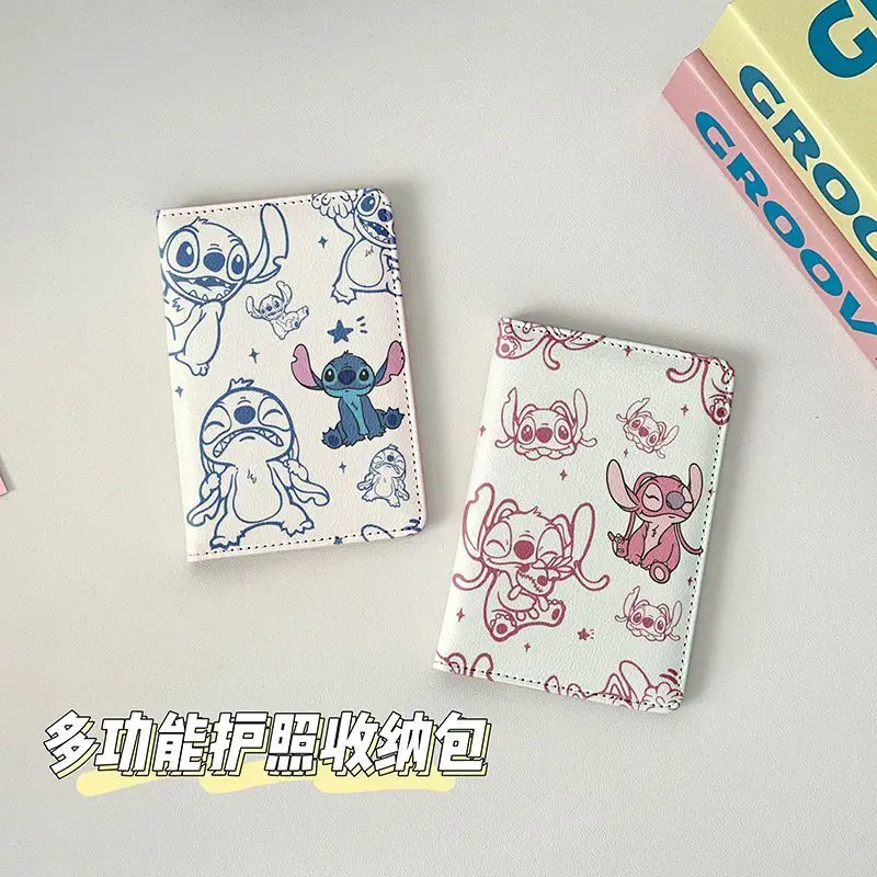 릴로 & 스티치 만화 스티치 여권 클립 인증서 팩 보호 케이스 다기능 카드 팩 여행 휴대용 스토리지