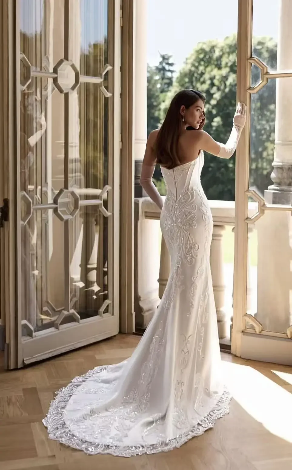 Customized Detachable 2 In 1 Mermaid Wedding Dress Lace Applique Bridal Gown Detachable Full sleeve Vestido De Novia