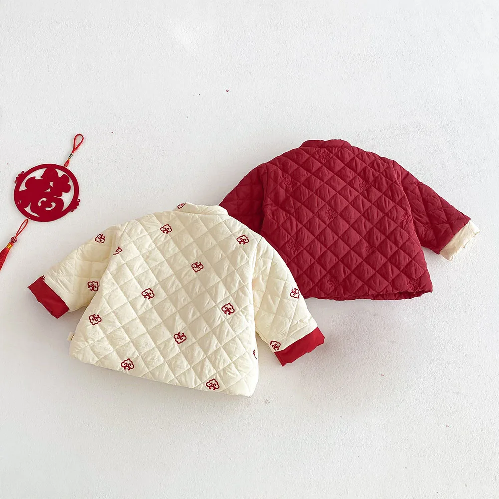 معاطف شتوية للفتيات من الصوف ملابس صينية تقليدية دافئة سترات خارجية للأطفال الصغار لعيد الميلاد ورأس السنة الجديدة #3