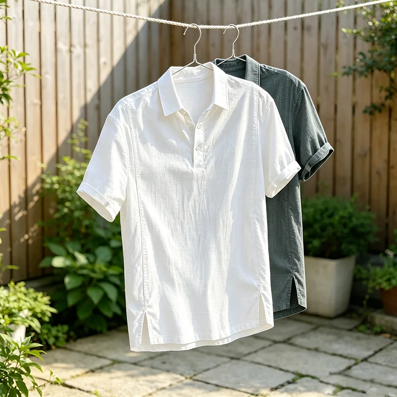 2026 Summer Men's Cotton-Like Loose-Fitting Breathable Lightweight Shirt Short Sleeve Trendy Men's and Women's Polo Shirt With S