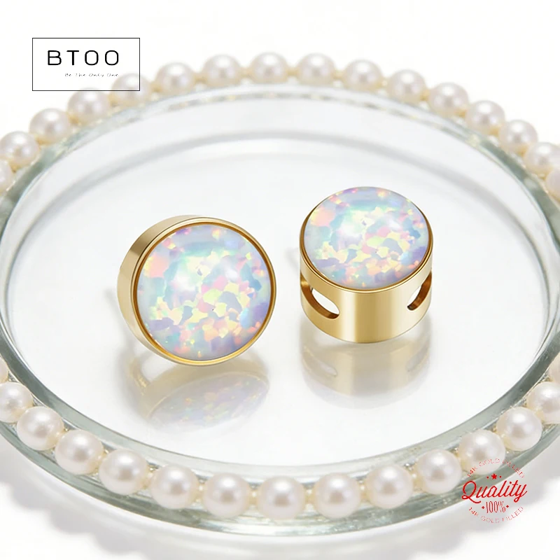 

14K Gold Filled Bezel Pendant Necklace Charm Beads For Diy Charm Jewelry Making 2 Holes Turquoise/Opal Charm 6mm Dia.