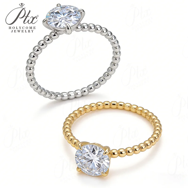 

2/3 CT Moissanite Ring S925 Sterling Silver D Color VVS1 Round Cut Women's Jewelry Ideal Gift Anti-Allergic