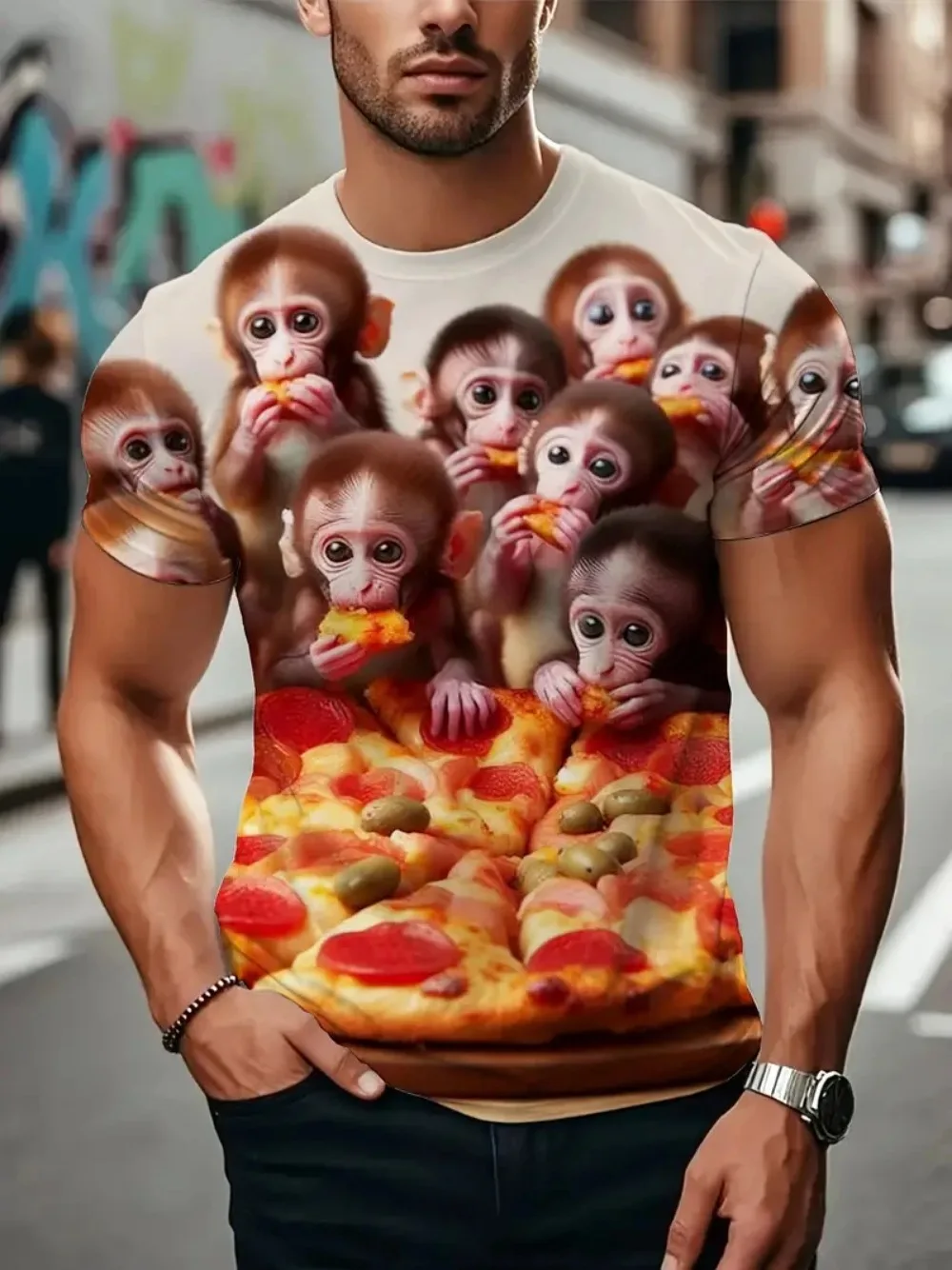 Cute Funny Monkey Pattern Breath Quick-dry 3D Print Men's Women's Large-size T-shirt Fashion Casual Street Parent-child Clothing