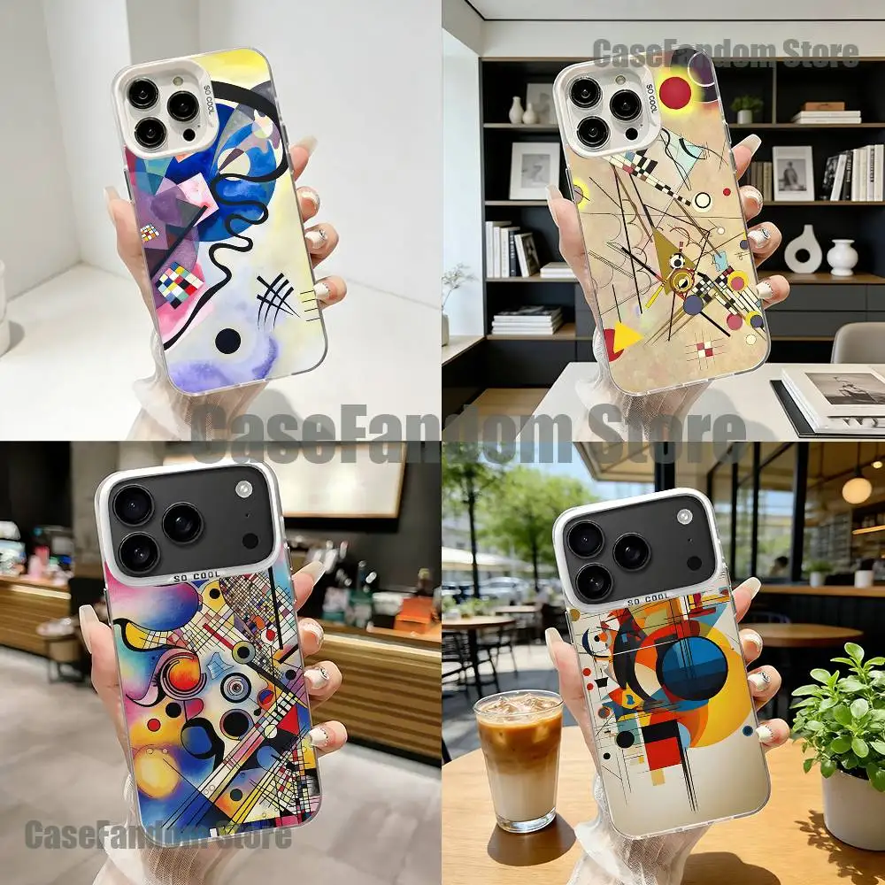 

Art Wassily Kandinsky For iPhone 17,16,15,14,13,12,11,Mini,Pro,E,SE4,XS,MAX White Shockproof Candy Matte Cover