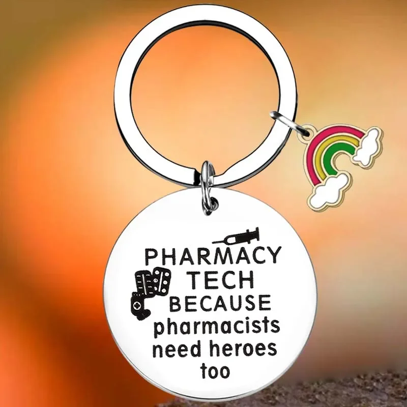 Hot Pharmacy Tech Gift Key Chain Ring Pharmacy Technician keychains pendant PT RX Pharmacy Student Gift