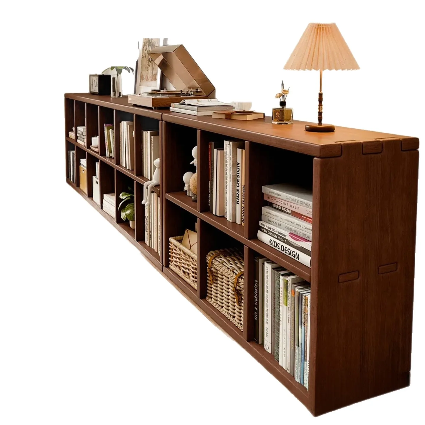 

Solid wood bookcase Household lattice cabinet Floor to wall Children's bookshelf Living room locker combination Low cabinet Lock