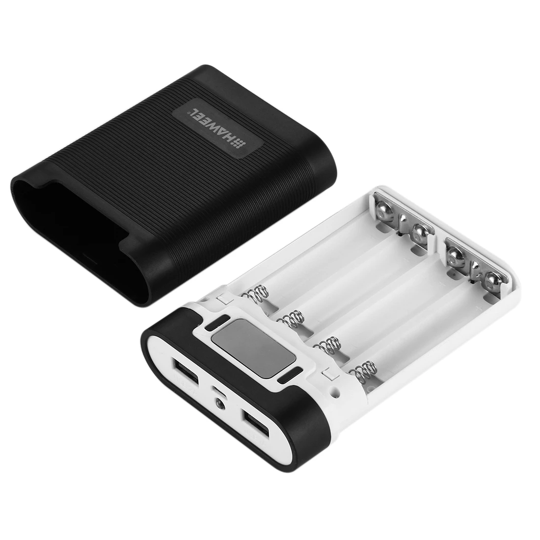 HAWEEL DIY 4x18650 Battery (Not Included) 10000mAh Power Bank Shell Box with 2 x USB Output & Display for iPhone, Galaxy, Sony,