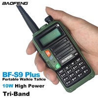 BF-10R Plus BAOFENG Portable Walkie Talkie UV-10 PLUS Two Way Radios 10W Tri-Band 10KM Long Range CB Radio S9Plus UV-5R Upgraded