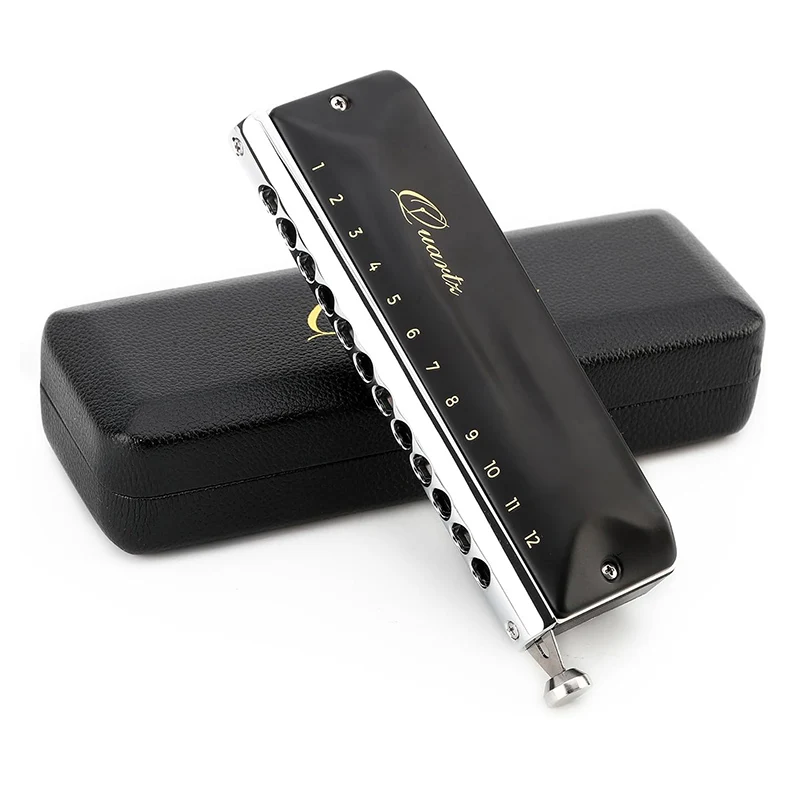 

JDR Quartz Chromatic Harmonica C Key 12-Hole 48 Tones Chromonica Easy Bending Armonica Half No Sticky Valves Mouth Organ Harp