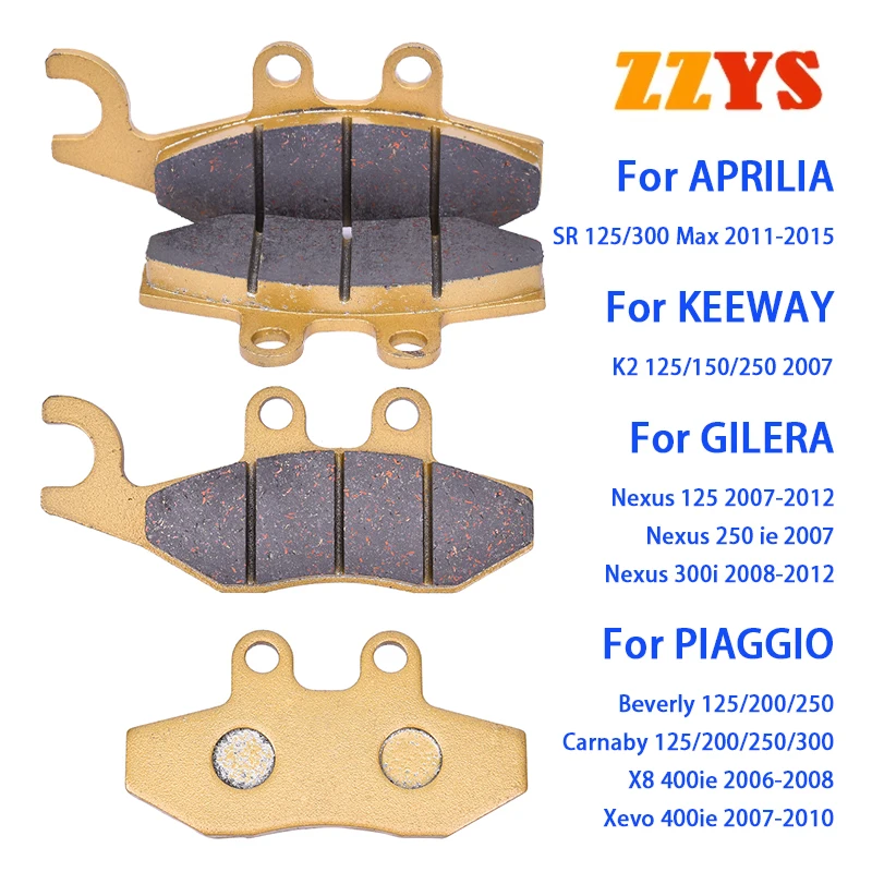 Motorcycle Front Rear Brake Pad for APRILIA SR125 SR300 SR 125 300 Max 2011-2015 For PIAGGIO Beverly Carnaby 250 X8 Xevo 400 ie