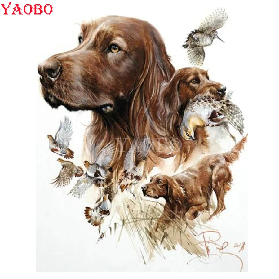 Hot Sale!5D Full Square Diamond Painting Hound and wild duck animal Diamond Embroidery Mosaic picture rhinestone round art