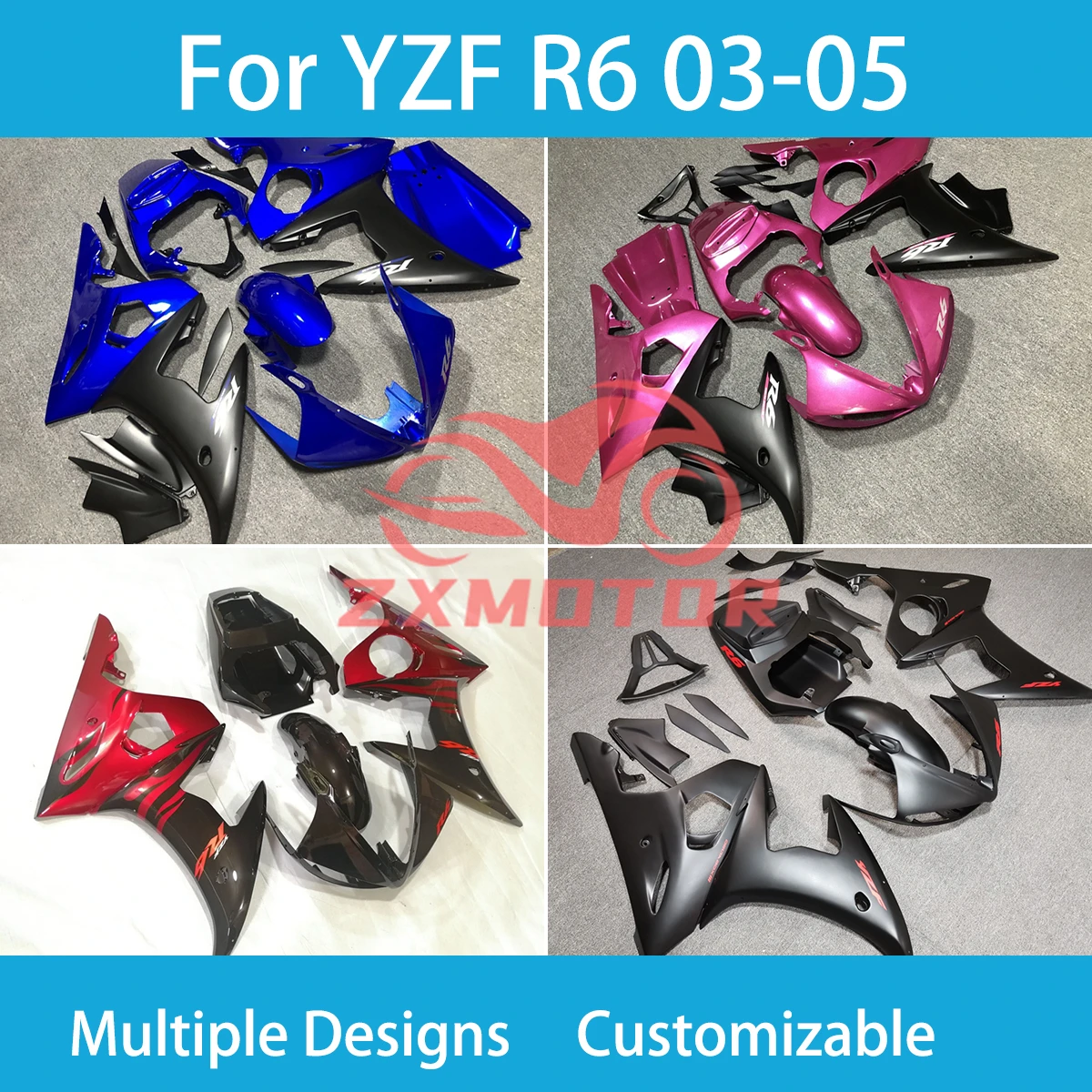 YZF R 6 03 04 05 Injection Fairing Kit for Yamaha YZF R6 2003 2004 2005 Accesorios Para Motos Customizable Motorcycle Fairings