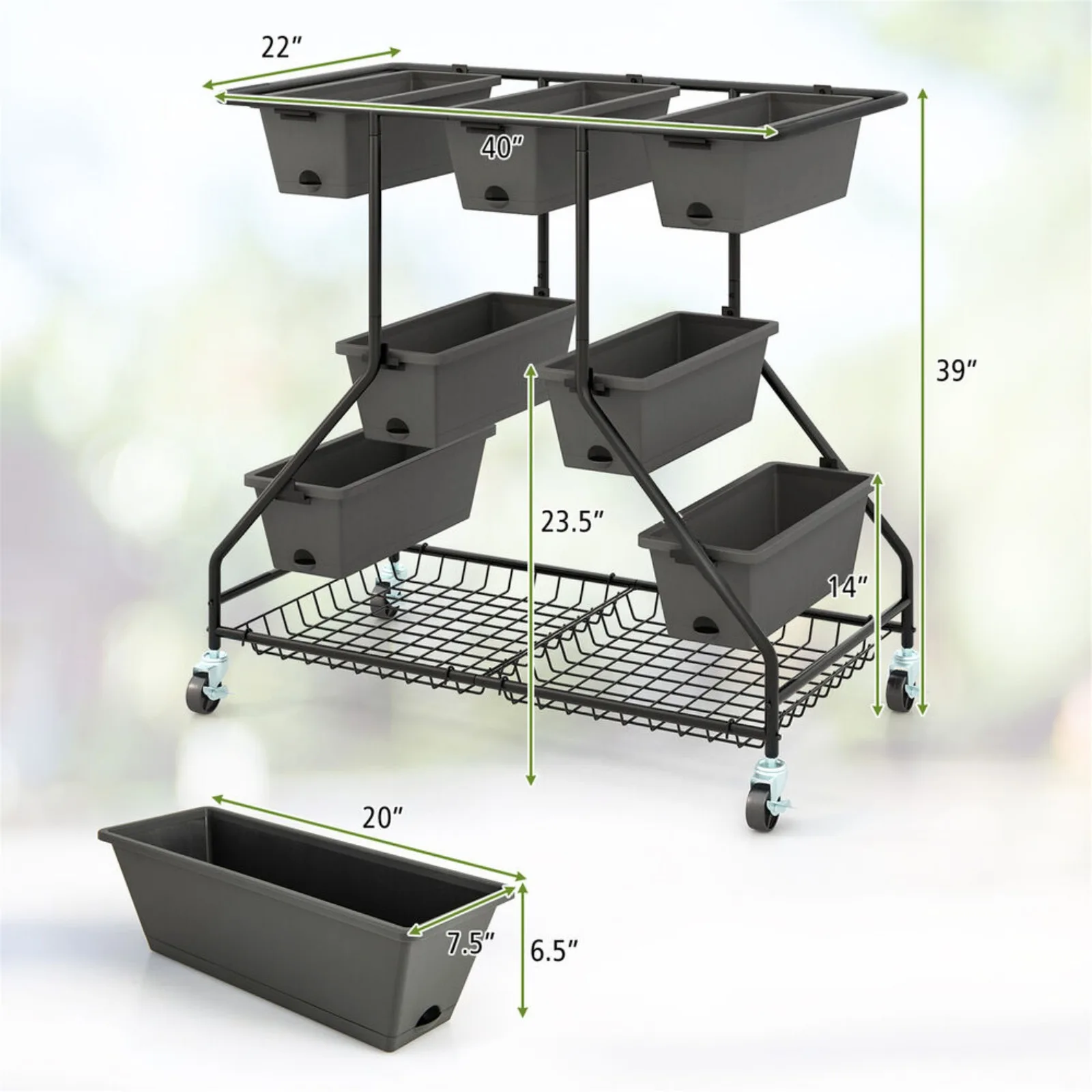 US 3-tier Vertical Raised Garden Bed w/ 7 Planter Boxes Drainage Holes Storage