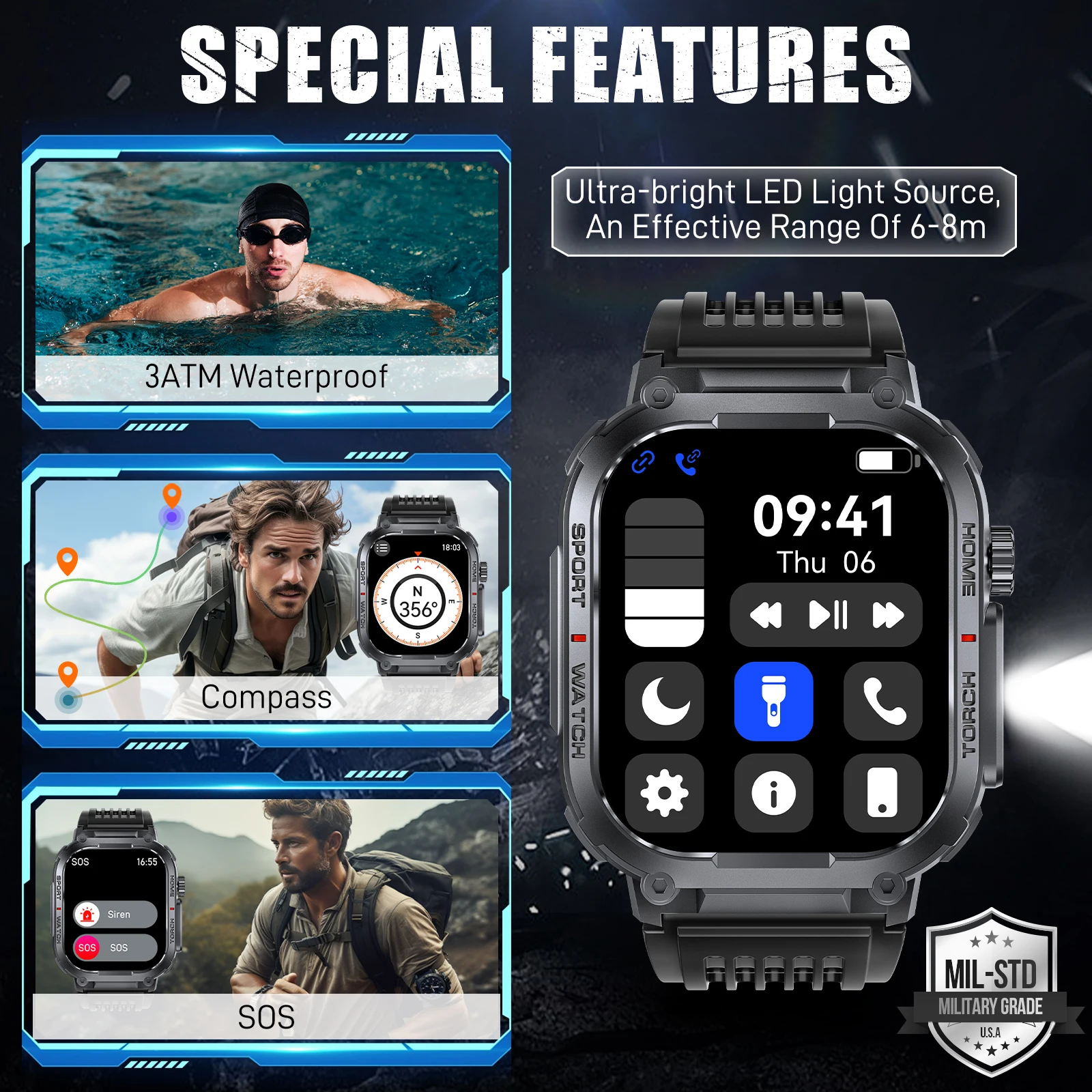 LaNikar New Smart Watch Men 3ATM Waterproof 2.02