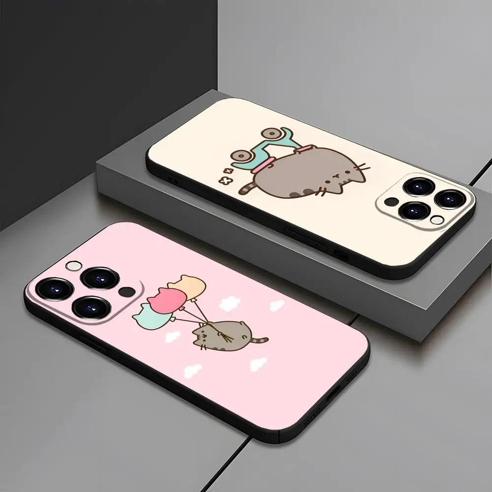 MINISO-Phone case Cute Pusheens For IPhone 15 16 13 Pro Max 14 12 11 Xr X 8 7 6 Plus Luxury Back Cover