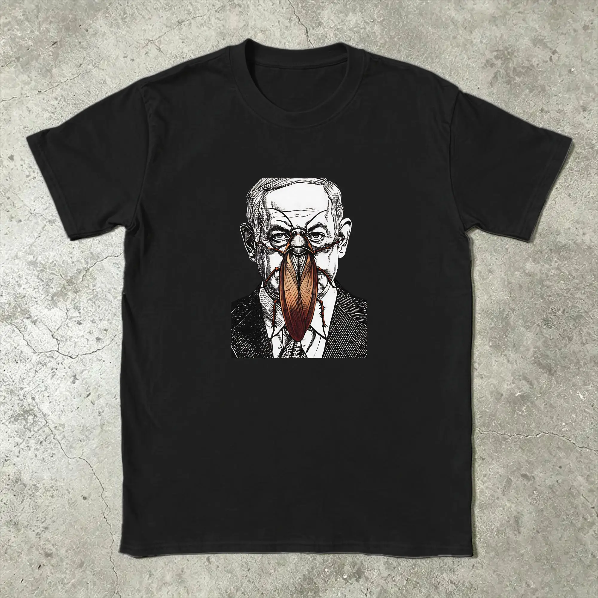 Benjamin Netanyahu Men T Shirt Cockroach Unique Tee Shirt Short Sleeve Crew Neck T-Shirts 100% Cotton New Arrival Clothing