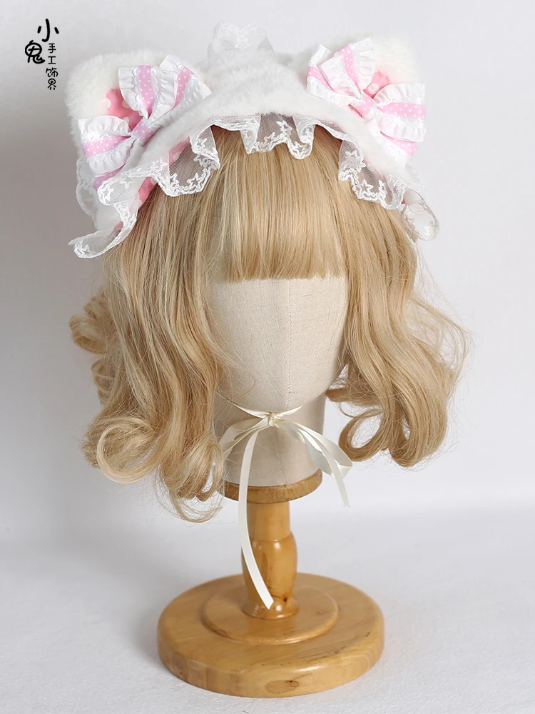 Original Sweet and cute lolita Frosting Honey Cat ear Headband Soft Girl Hair accessories Sweet Celebration Lolita Headwear