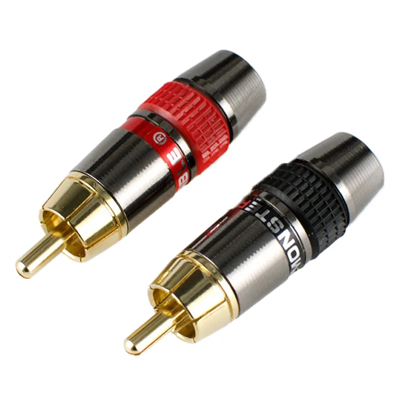 4/8/16PCS Gold-Plated Monster Copper RCA Male Plug Lotus Solder Plug Extension Socket RCA Wiring Audio And Video Red Black