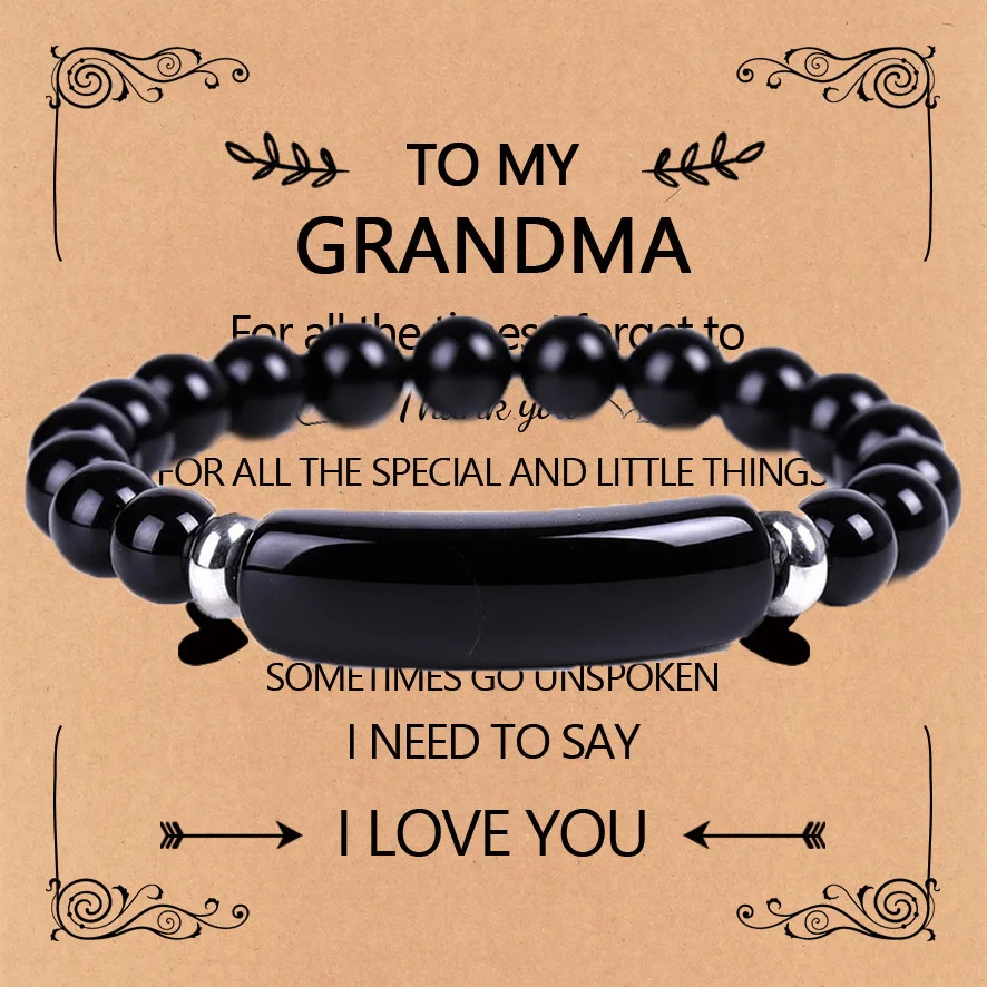Mother's Day Bracelet Tiger's Eye Powder Crystal Green Dongling Bracelet to my grandma Obsidian Bridge Bracelet