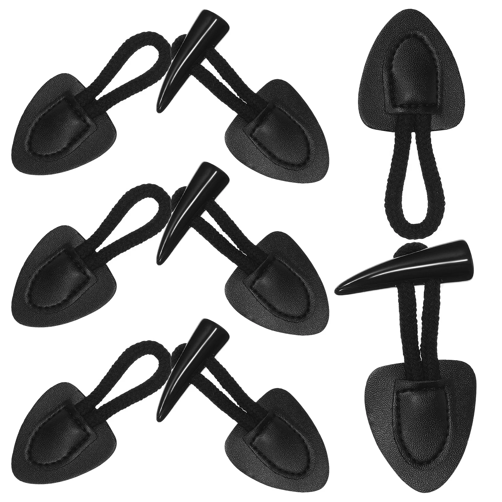 

4 Pairs Black Toggle Buttons for Coat Horn Jacket Closure Pu Sew Closures Coats Long Lasting Classic Design Versatile