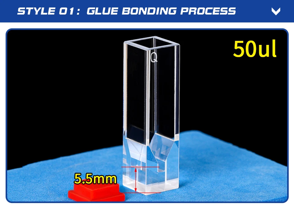JGS1 Quarz-Mikrovolumen-Fluoreszenzküvette 50-680 µl Vierseitige Lichtdurchlässigkeit Labor-Spektroskopieküvette – Detail 5