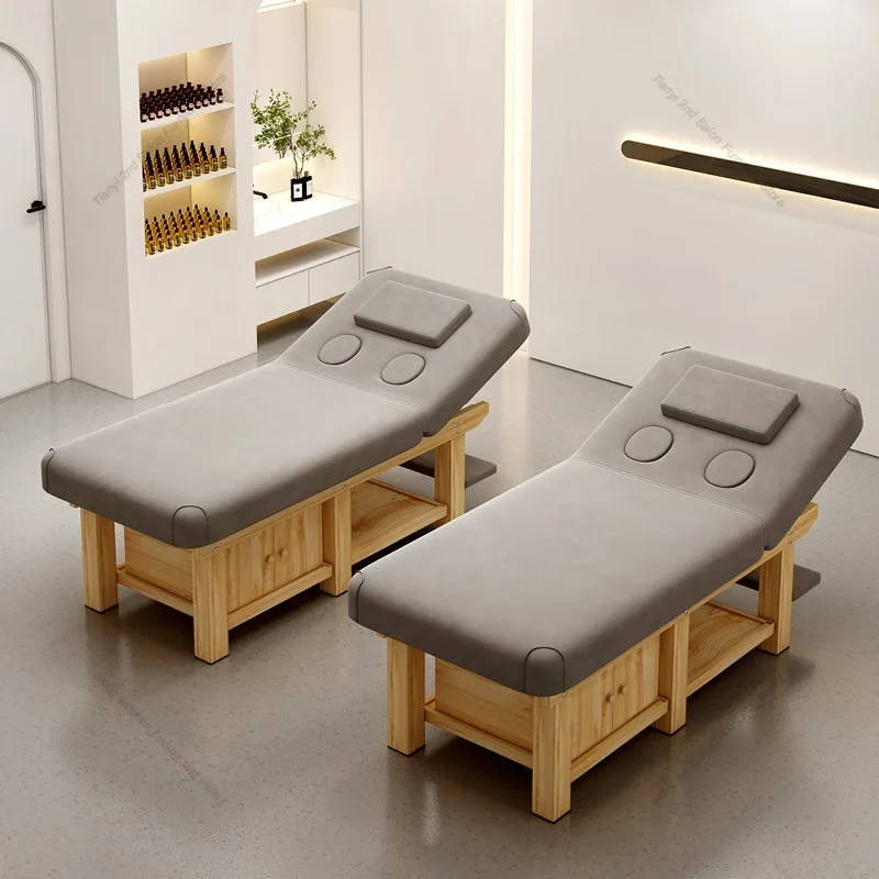 Nordic High-end Multifunctional Solid Wood Massage Bed Modern Beauty Salon Spa Ear Picking Eyelash Beauty Salon Furniture FYMT