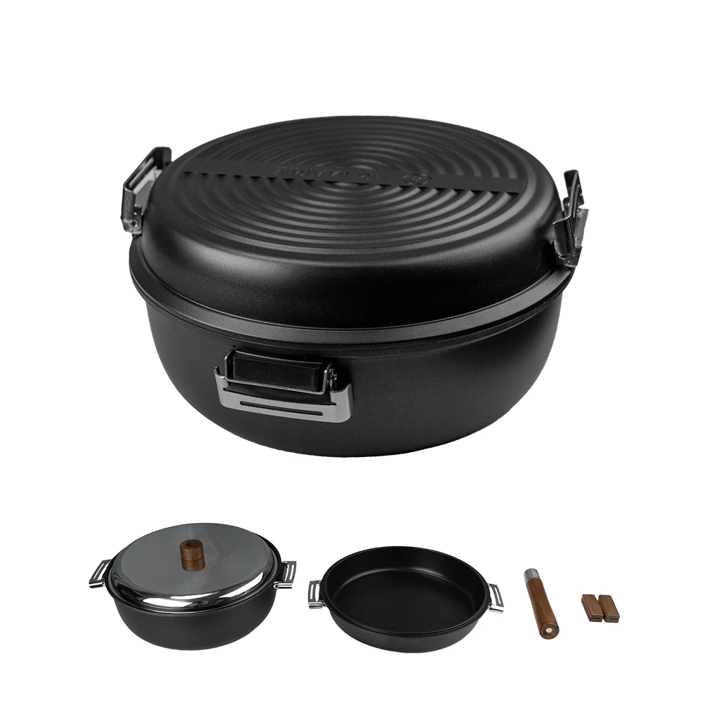 Fire-Maple Banquet Duo kookset van gegoten aluminium, antiaanbakpan, stapelbare handgrepen, kookpottenset voor 2-4 personen, geschikt voor gezinnen en kamperen